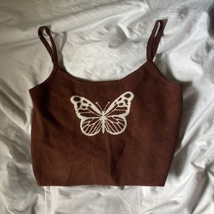 butterfly brown tank top